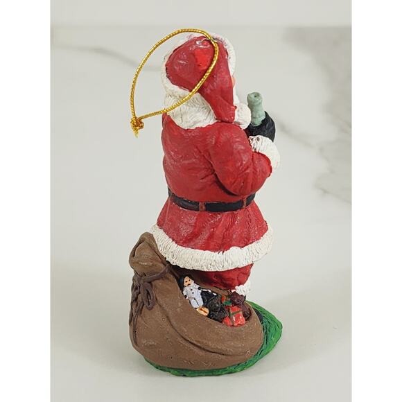 Santa Clause Gift Bag Ornament Figurine 3 1/4" Christmas 80's Holiday Vinatge - Picture 7 of 12